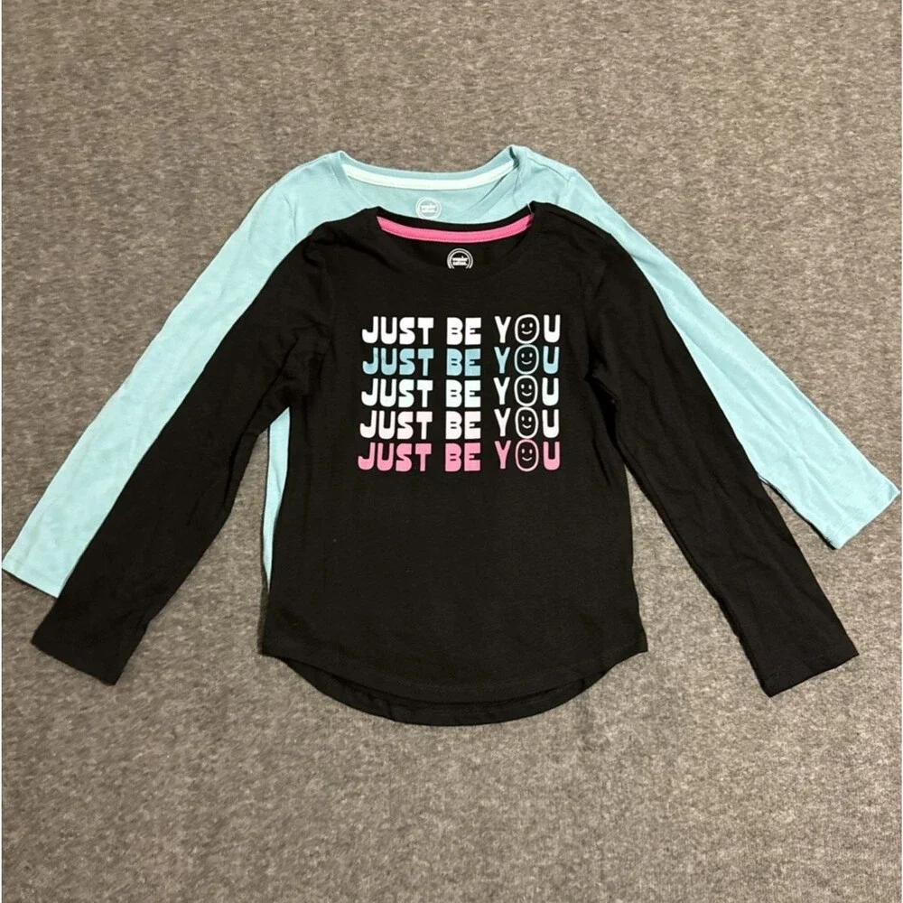Wonder Nation Girl's Long Sleeve 2 Pack Print Black Small 6-6x - Picture 1 of 6